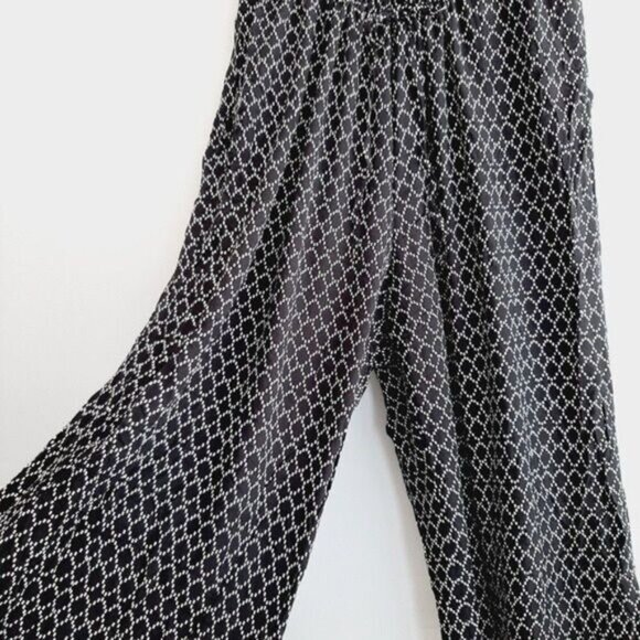 OLD NAVY | Wide Leg Crop Strapless Jumpsuit B&W Print Sz XL - Picture 9 of 14